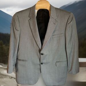 Jos. A Bank Men's Suit Jacket Size 48R Silk Wool Blend Blazer Sport Jacket‎ Gray